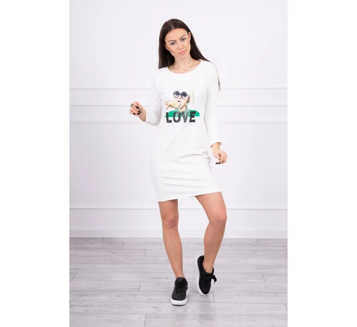 Šaty s potiskem Love ecru