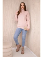 Rolákový sveter púdrovo ružový