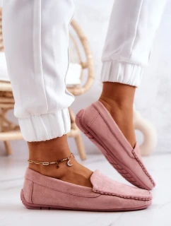 Zamszowe Mokasyny Damskie Różowe Morreno