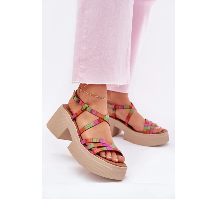 Skórzane Sandały Damskie Maciejka 06990-39 Multikolor