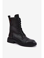 Kožené workery s izolací model 22557411 Černé - VINCEZA Kožené workery s izolací model 22557411 Černé - VINCEZA