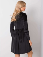 RUE PARIS Čierne zamatové šaty s volánmi