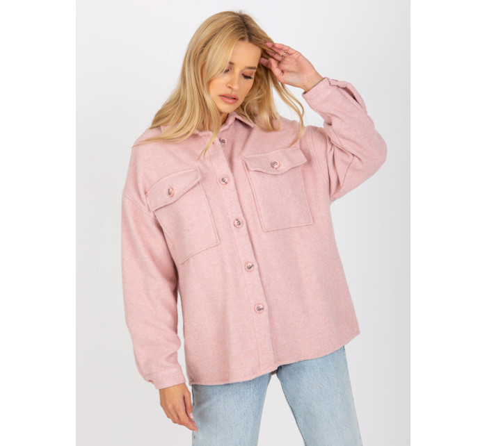 Ružová klasická košeľa s vreckami
