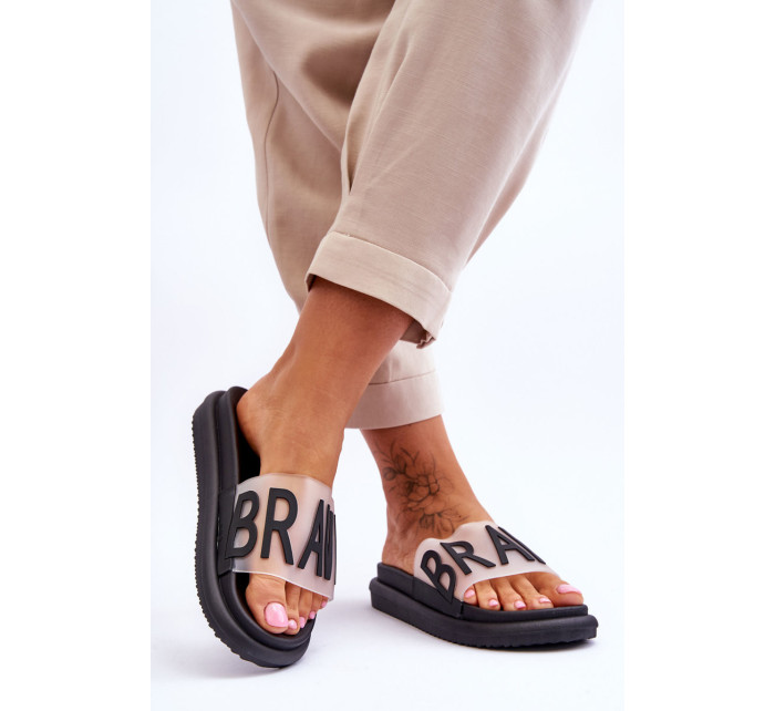 Dámske papuče na platforme Black Brave