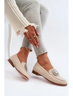 Dámske mokasíny na plochom podpätku s brošňou Béžová D&A Dámske mokasíny na plochom podpätku s brošňou Béžová D&A