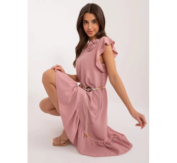 Dámské šaty DHJ SK model 20973256 Pudr růžová - Rue Paris Dámské šaty DHJ SK model 20973256 Pudr růžová - Rue Paris