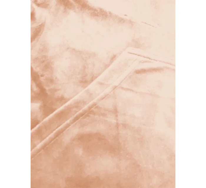 Dámska velúrová tepláková súprava s kapucňou na zips broskyňová (8C1176-150)