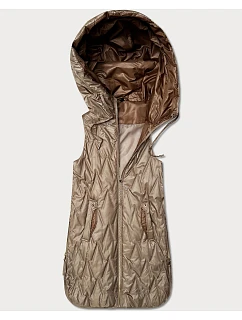 Dámska ľahká vesta so zlatým zipsom Goodlookin beige (B8586/B8587-12)