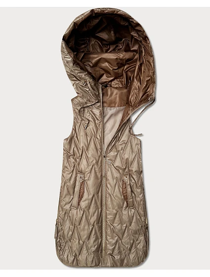 Dámska ľahká vesta so zlatým zipsom Goodlookin beige (B8586/B8587-12) Dámska ľahká vesta so zlatým zipsom Goodlookin beige (B8586/B8587-12)