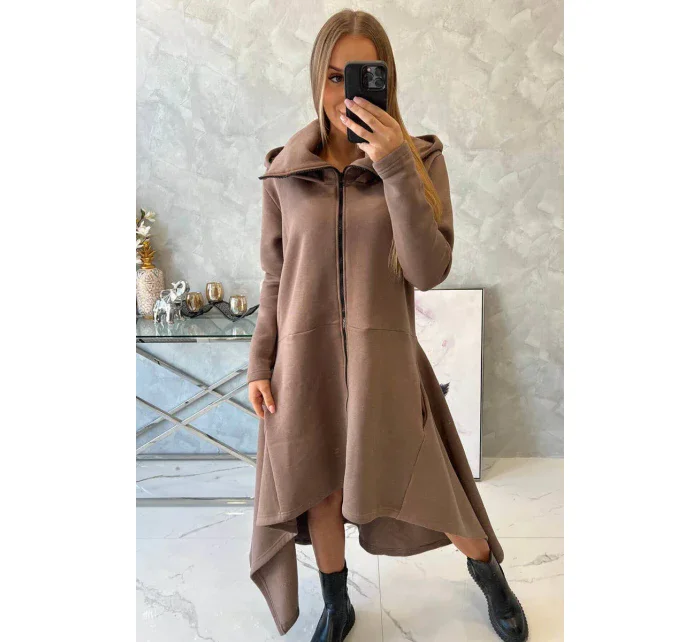 Zateplené šaty s dlhšími stranami mocca Zateplené šaty s dlhšími stranami mocca