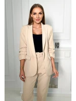 Elegantná súprava saka a nohavíc v tmavobéžovej farbe