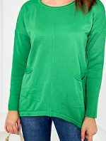 Sveter s prednými vreckami jasne zelená