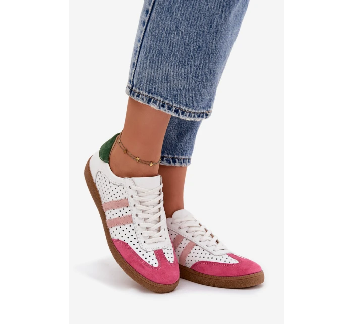 Kožené perforované dámské tenisky Zazoo N1318 Bílomodré