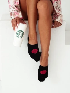 Dámske bavlnené ponožky Cotton Rose Black Microstop