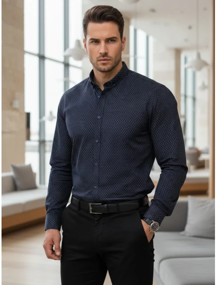 Koszula męska slim fit  granatowa model 22004883 - FashionStreet