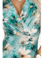 379-4 BOYKA Priliehavé šaty s obálkovým výstrihom - BEAN FLOWERS ON TURKISH BACKGROUND