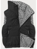 Krátka čierna dámska páperová vesta so stojačikom (16M9092-392)