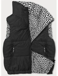 Krátka čierna dámska páperová vesta so stojačikom (16M9092-392)