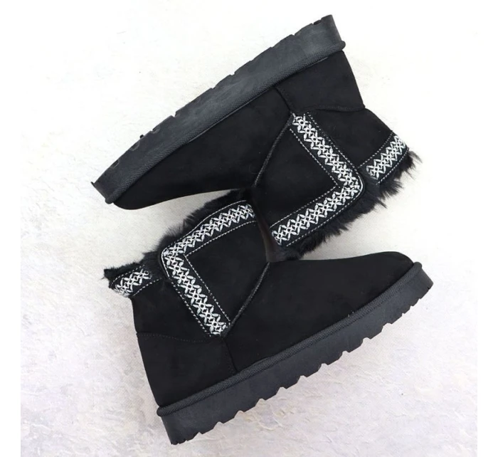 Dámske semišové snehové topánky čierne Potocki 06303