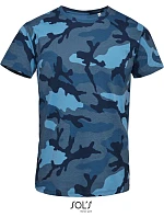 SOL'S Camo Men Pánske tričko s maskovacím vzorom 25.1188 modré maskovanie