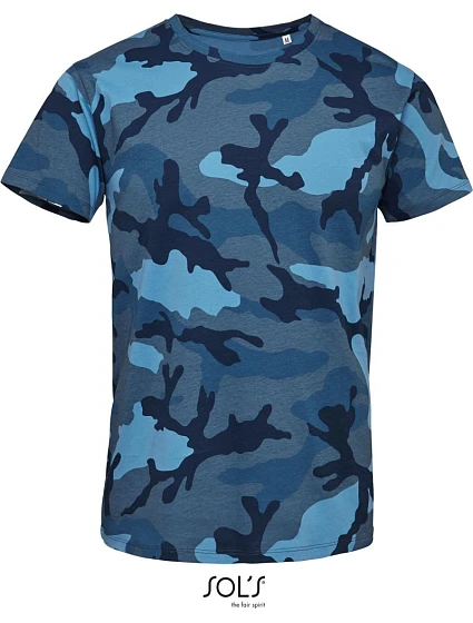 SOL'S Camo Men Pánske tričko s maskovacím vzorom 25.1188 modré maskovanie