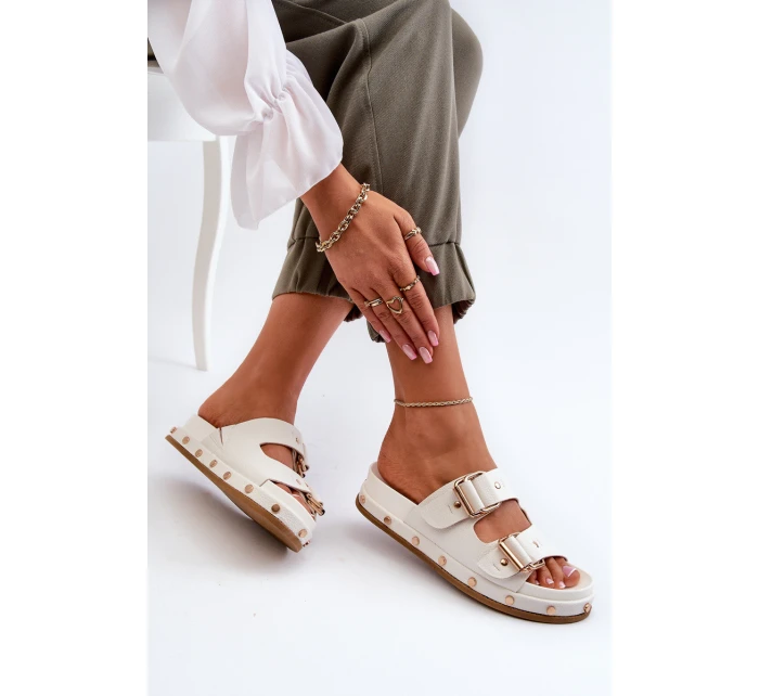 Klapki Damskie Na Platformie Big Star NN274081 Białe