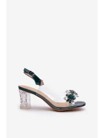 Sandały Transparentne Na Słupku Z Ozdobami Zielone D&A MR38-D1