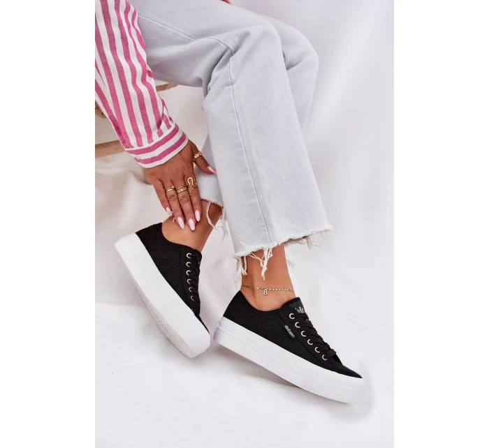 Trampki Damskie Z Koronką Lee Cooper LCW-25-31-3439L Czarne