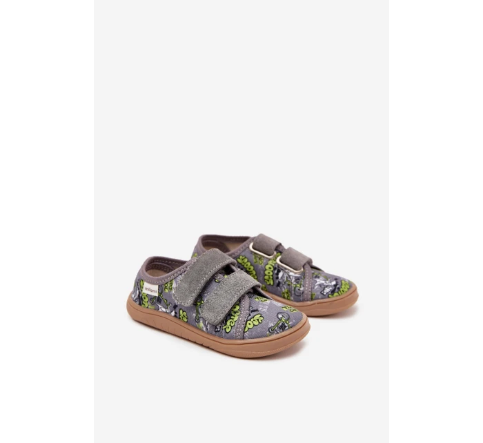 Kapcie Barefoot Chłopięce Z Grafiką Milami Szare Saphira