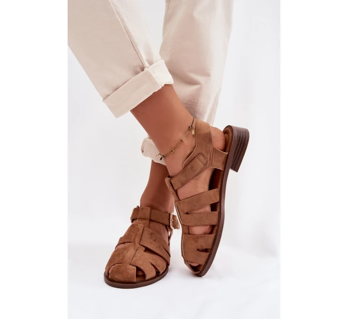 Dámské sandály Římské s Zlatým přezkou Camel Janessa