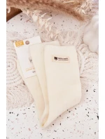 Dámske teplé vlnené ponožky s aplikáciou - ecru Dámske teplé vlnené ponožky s aplikáciou - ecru