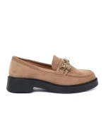 Krásne hnedé dámske mokasíny na širokom podpätku Krásne hnedé dámske mokasíny na širokom podpätku