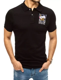 FashionStreet čierne vyšívané polo tričko PX0389