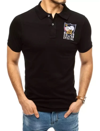 FashionStreet čierne vyšívané polo tričko PX0389