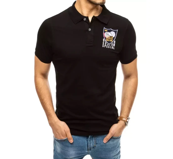 FashionStreet čierne vyšívané polo tričko PX0389