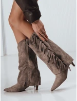 Dámské semišové kovbojské boty béžové Dstreet model 21993919 - FashionStreet Dámské semišové kovbojské boty béžové Dstreet model 21993919 - FashionStreet