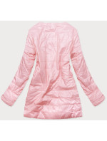 Ružová dámska bunda s mechovitým kožúškom pre prechodné obdobie (M-1733)