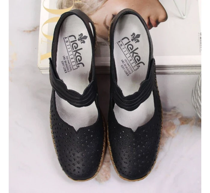 W model 22008934 tmavě modrá kožená polobotka - Rieker