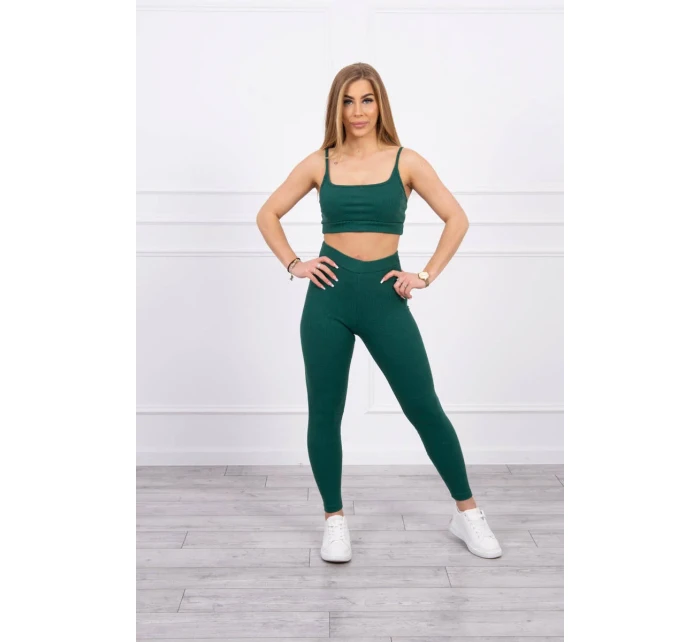 Súprava s blúzkou s rebrovaním zelená