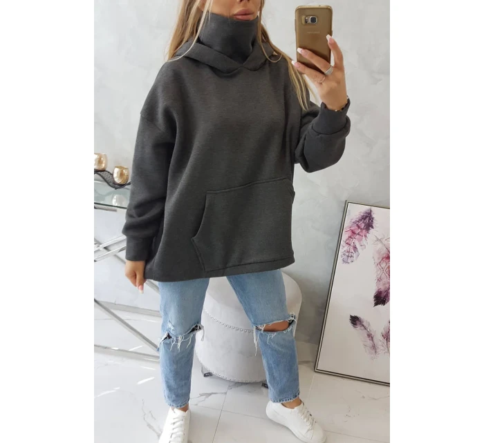 Zateplená mikina se zipem na zádech grafitová