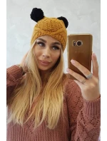 Fleecová čiapka 2 brmbolce K291 horčica Fleecová čiapka 2 brmbolce K291 horčica