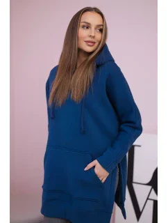 Zateplená mikina s bočnými rázporkami z džínsoviny