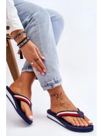 Damskie Klapki Japonki Na Platformie Big Star LL274779 Granatowe