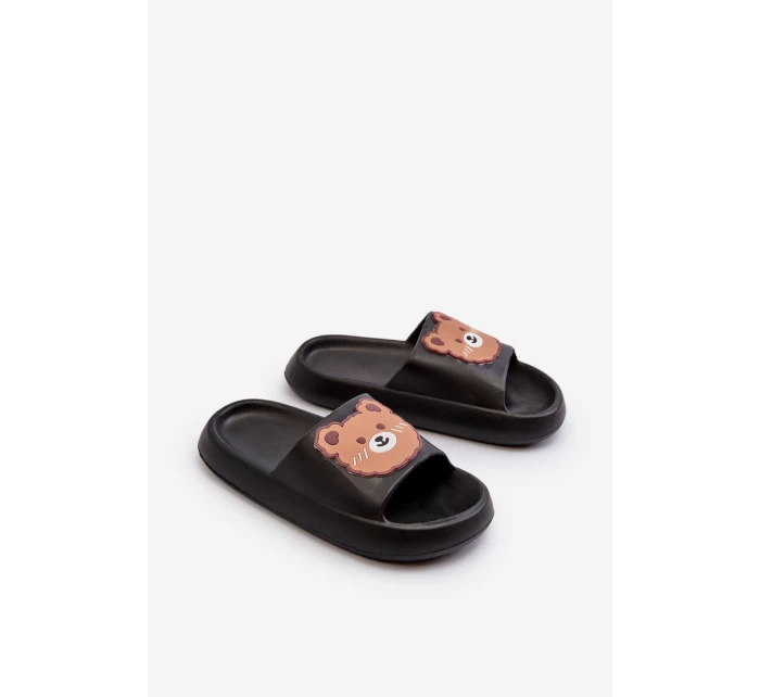Dziecięce Lekkie Klapki Z Misiem Czarne Lindeheta Dziecięce Lekkie Klapki Z Misiem Czarne Lindeheta