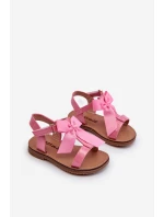 Lakierowane Sandałki Dziecięce Z Kokardką Na Rzep Różowe Joratia Lakierowane Sandałki Dziecięce Z Kokardką Na Rzep Różowe Joratia