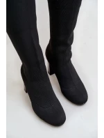 Kozačky Se   Na Podpatku Černé model 21679786 - Boto