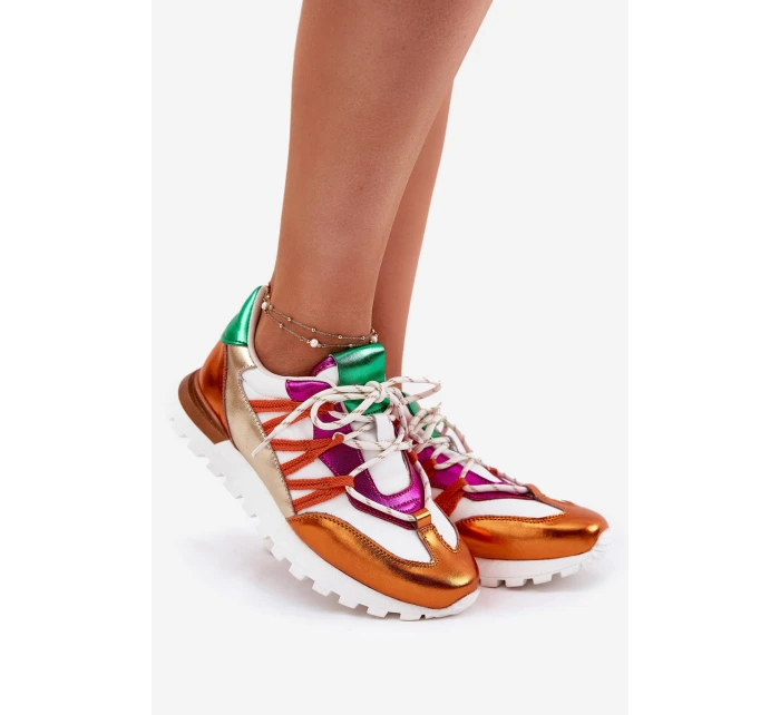 Kožené Polobotky Tenisky Dámské model 21693239 Multicolor - Artiker Kožené Polobotky Tenisky Dámské model 21693239 Multicolor - Artiker