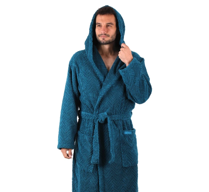 pánsky župan Athena s kapucňou Petrol