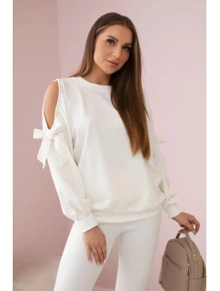 Súprava mikiny s mašľou na rukávoch a legínsov ecru