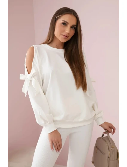 Súprava mikiny s mašľou na rukávoch a legínsov ecru Súprava mikiny s mašľou na rukávoch a legínsov ecru